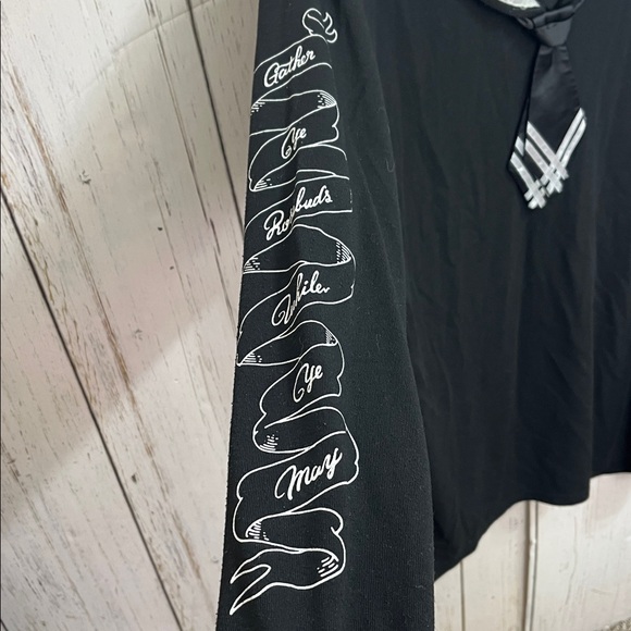 Listen Flavor Black Sailor Dress with Poetry sleeves Size large - Picture 7 of 11